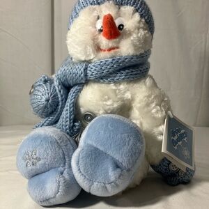 Cozy Snowman Plush w/ Blue Knit; Snow Buddies Collection The Petting Zoo